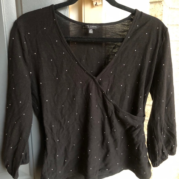 Lucky Brand Faux Wrap Sweater with polka dots - Picture 5 of 7